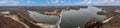 Drone panorama of lake Ozark in the American state of Missouri with dam during the day Royalty Free Stock Photo