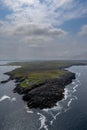 Drone panorama landscape of Broadhaven Bay and the hsitoric Broadhaven Lighthouse on Gubbacashel Point