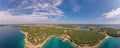 Drone panorama over Istrian Adriatic coast near Pula with Marina Veruda