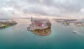 Drone panorama over Miami harbor and cruise ship terminal Royalty Free Stock Photo