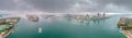 Drone panorama over Miami harbor and cruise ship terminal Royalty Free Stock Photo