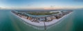 Drone panorama over Redington Beach in St. Petersburg in Florida with pier at sunset Royalty Free Stock Photo