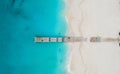 Drone panorama of pier in beach in Grace Bay, Providenciales, Tu