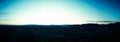 Drone panorama of a sunset over the Sonoran desert of Arizona in blue tones Royalty Free Stock Photo