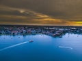 Drone Panoramic Aerial views of Sydney Harbour CBD and Downtown Royalty Free Stock Photo