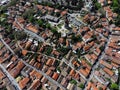 Drone panoramic view of Gardos tower, Saint Nicholas church, Zemun, Belgrade, Serbia Royalty Free Stock Photo