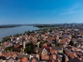 Drone panoramic view of Gardos tower, Saint Nicholas church, Zemun, Belgrade, Serbia Royalty Free Stock Photo