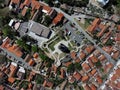 Drone panoramic view of Gardos tower, Saint Nicholas church, Zemun, Belgrade, Serbia Royalty Free Stock Photo