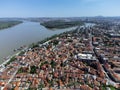 Drone panoramic view of Gardos tower, Saint Nicholas church, Zemun, Belgrade, Serbia Royalty Free Stock Photo