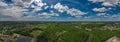Drone Panorama of the landscape of the German city with clouds on the blue sky
