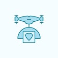 drone with a parcel of love field outline icon