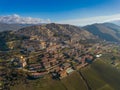 drone perspective of the landmark hilltop town of Gangi in central Sicily