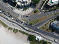 Drone photo of Pepe beach boardwalk and Lucio Costa street, Rio de Janeiro Royalty Free Stock Photo