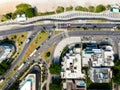 Drone photo of Pepe beach boardwalk and Lucio Costa street, Rio de Janeiro Royalty Free Stock Photo