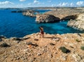 Drone photo - The beautiful Blue Lagoon of Comino Island. Malta Royalty Free Stock Photo