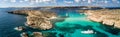 Drone photo - The beautiful Blue Lagoon of Comino Island. Malta Royalty Free Stock Photo