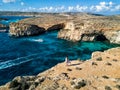 Drone photo - The beautiful Blue Lagoon of Comino Island. Malta Royalty Free Stock Photo