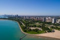 Aerial image Lincoln Park beach Chicago