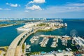 Drone photo Downtown Miami Bayside and Port