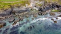 Drone photo. Landscapes on the Wild Atlantic Way. Natural attractions of Northern Europe. Coastal cliffs of the Atlantic Ocean.