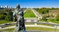 Drone photo of Marques do Pombal square and Eduardo VII Park, Lisbon, Portugal