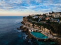 Drone photo ocean pool sunrise