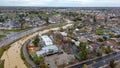 Drone photo over Marsh Creek in Brentwood, California after a atmospheric river storm