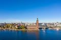 Drone photo over Stockholm City Hall