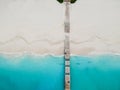 Drone photo of pier in beach in Grace Bay. Deserted beach, no on Royalty Free Stock Photo