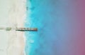 Drone panorama of pier in Grace Bay, Providenciales, Turks and Caicos with light leak Royalty Free Stock Photo