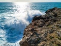 Drone photo of the rugged coast of Malta. Royalty Free Stock Photo