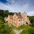 Drone photo of ruined castle in Mikosszeplak, Hungary Royalty Free Stock Photo