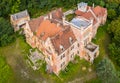 Drone photo of ruined castle in Mikosszeplak, Hungary Royalty Free Stock Photo