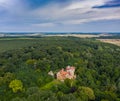 Drone photo of ruined castle in Mikosszeplak, Hungary Royalty Free Stock Photo