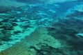 Drone photo of a sailboat in the shallow Florida reefs