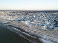 Winter Aerial View of Snowy Blokhus Town and Beach in Denmark Royalty Free Stock Photo