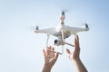 The drone and photographer man hands Royalty Free Stock Photo