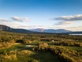 Drone Photography of a Calm Sunny Autumn Evening in Norway Count Royalty Free Stock Photo