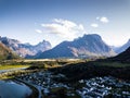 Drone Photography of a Calm Sunny Autumn Evening in Norway Count Royalty Free Stock Photo