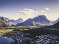 Drone Photography of a Calm Sunny Autumn Evening in Norway Count Royalty Free Stock Photo