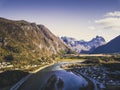 Drone Photography of a Calm Sunny Autumn Evening in Norway Count Royalty Free Stock Photo