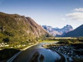 Drone Photography of a Calm Sunny Autumn Evening in Norway Count Royalty Free Stock Photo