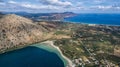 Lake Kournas. Drone photography contest. Island of Crete, Greece, near the village of Kournas Royalty Free Stock Photo