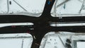 Drone photography of an intersection in a city during winter day Royalty Free Stock Photo