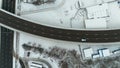 Drone photography of multiple lane street in a city during winter day Royalty Free Stock Photo
