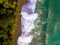 Drone photography. Spectacular beach, called Playa de bahÃÂ­a Drake en Corcovado, with palms and waves. Corcovado, Osa Peninsula Royalty Free Stock Photo