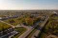 Drone photography of traffic jam going to city during summer morning Royalty Free Stock Photo