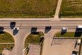 Drone photography of traffic jam during summer morning Royalty Free Stock Photo