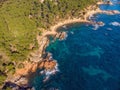 Drone picture over the Costa Brava coastal near the small town Palamos of Spain