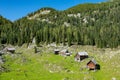 DRONE: Picturesque drone view of Triglav National Park on a sunny spring day. Royalty Free Stock Photo